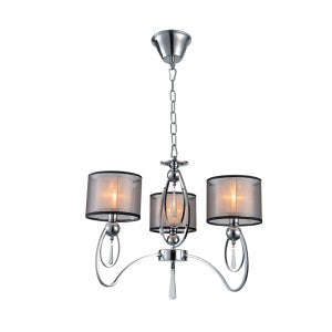 CHANDELIER MERY 3 X E27 NEGRU SI ARGINTIU